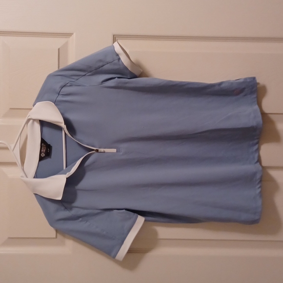 Blue and White Collared Quarter Zip Polo - Picture 1 of 1